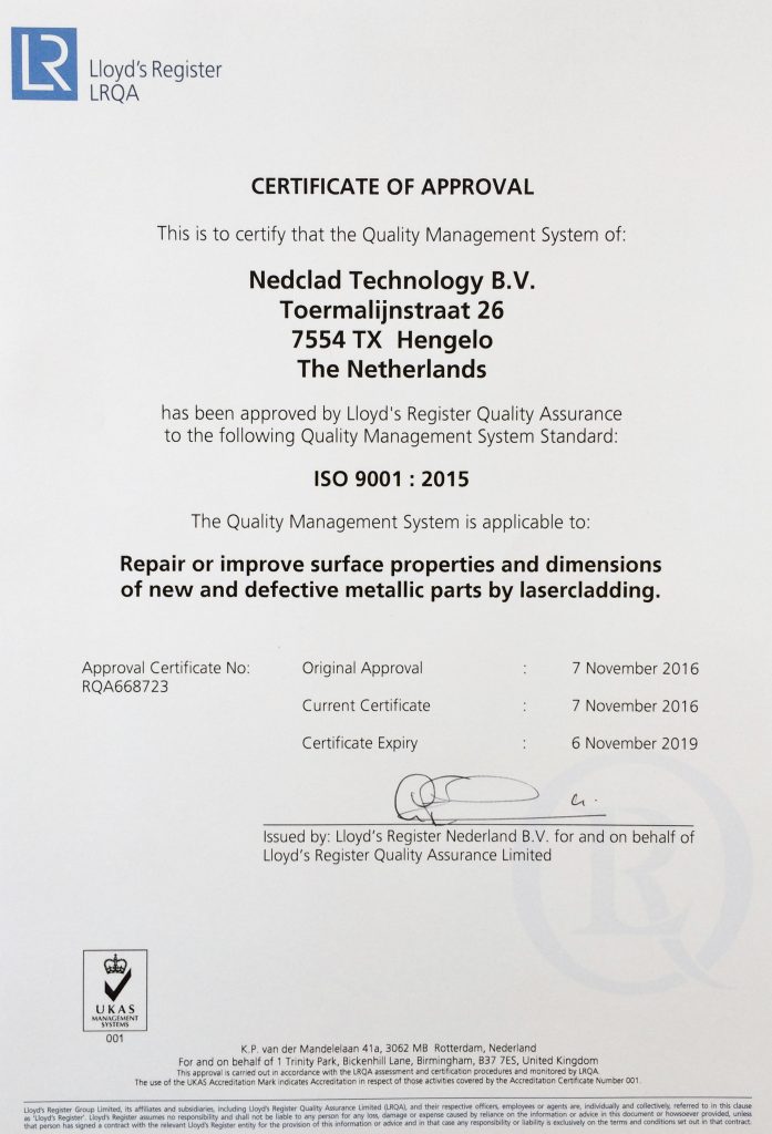 Lloyd's Register LRQA - Certificate of Approval - ISO 9001
