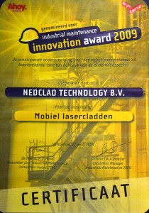 Certificaat Industrial Maintenance Innovation Award 2009